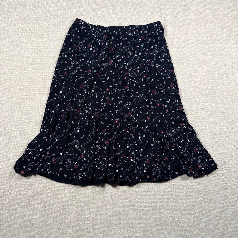women's y2k vintage midi skirt long black Small floral suzie in the city S